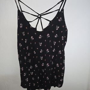 American Eagle Outfitters Black Floral Tank Top